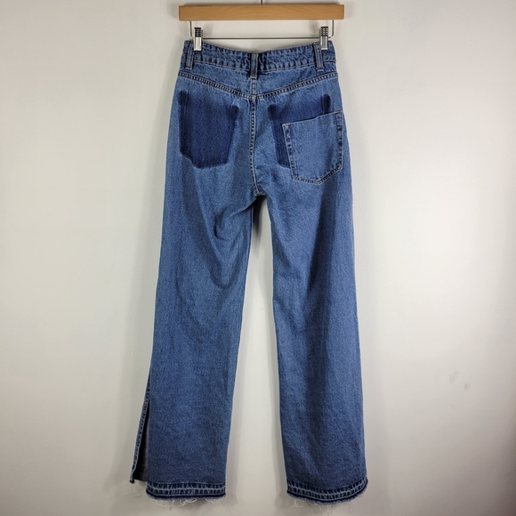 Litz by Uniq Open Side Wide Leg High Waist Patch Pocket Released Hem Jeans - Picture 8 of 10